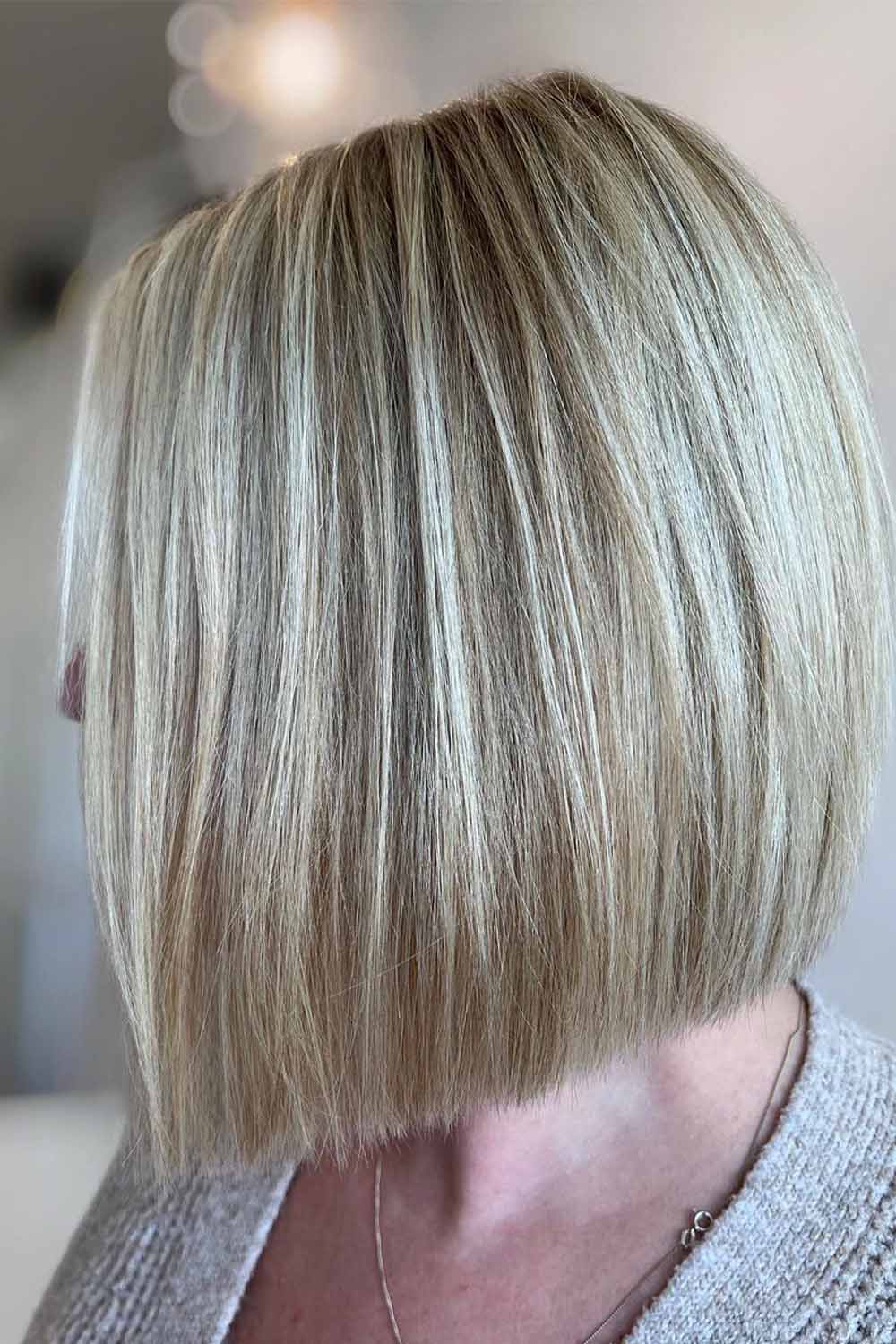 A-Line Bob with Icy White Highlights