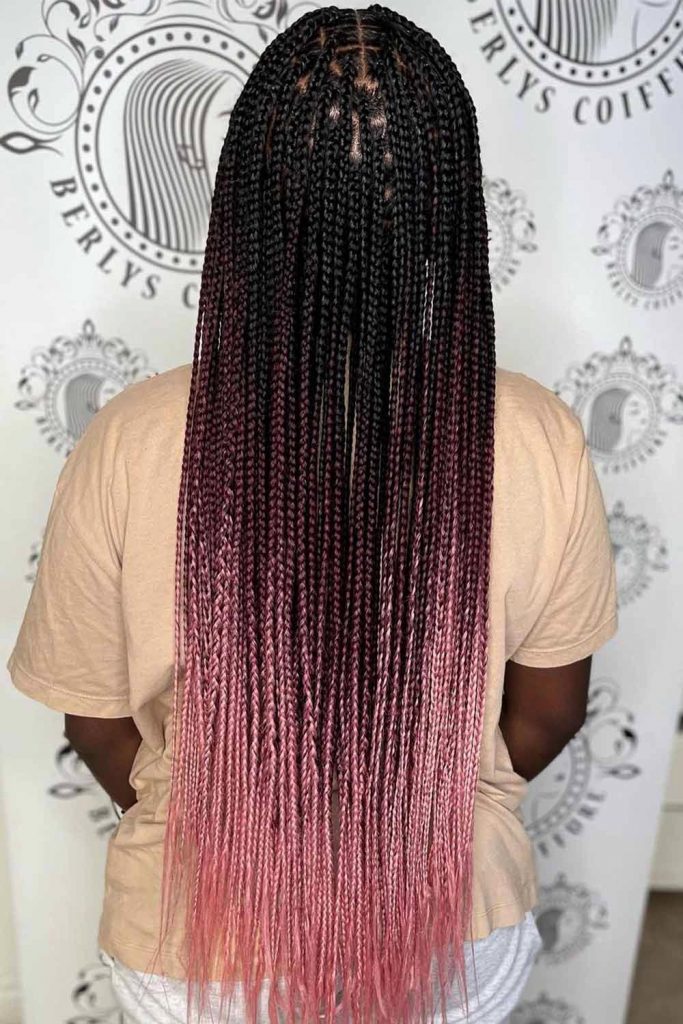 Pink Ombre on Braided Hair