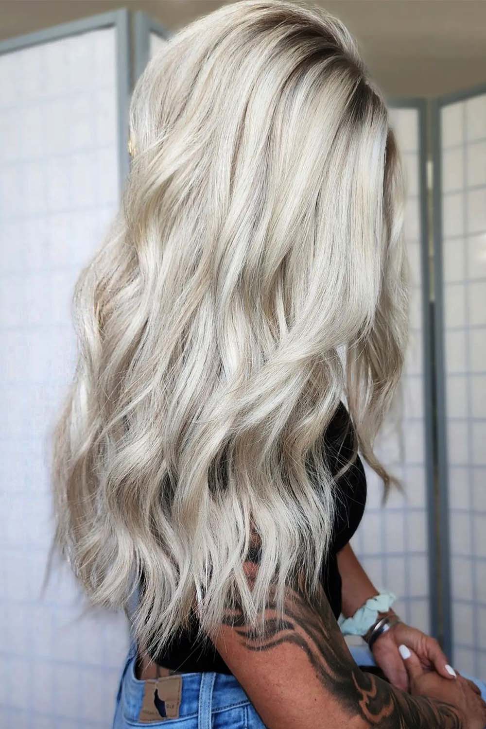 White Blonde Hair With Black Roots