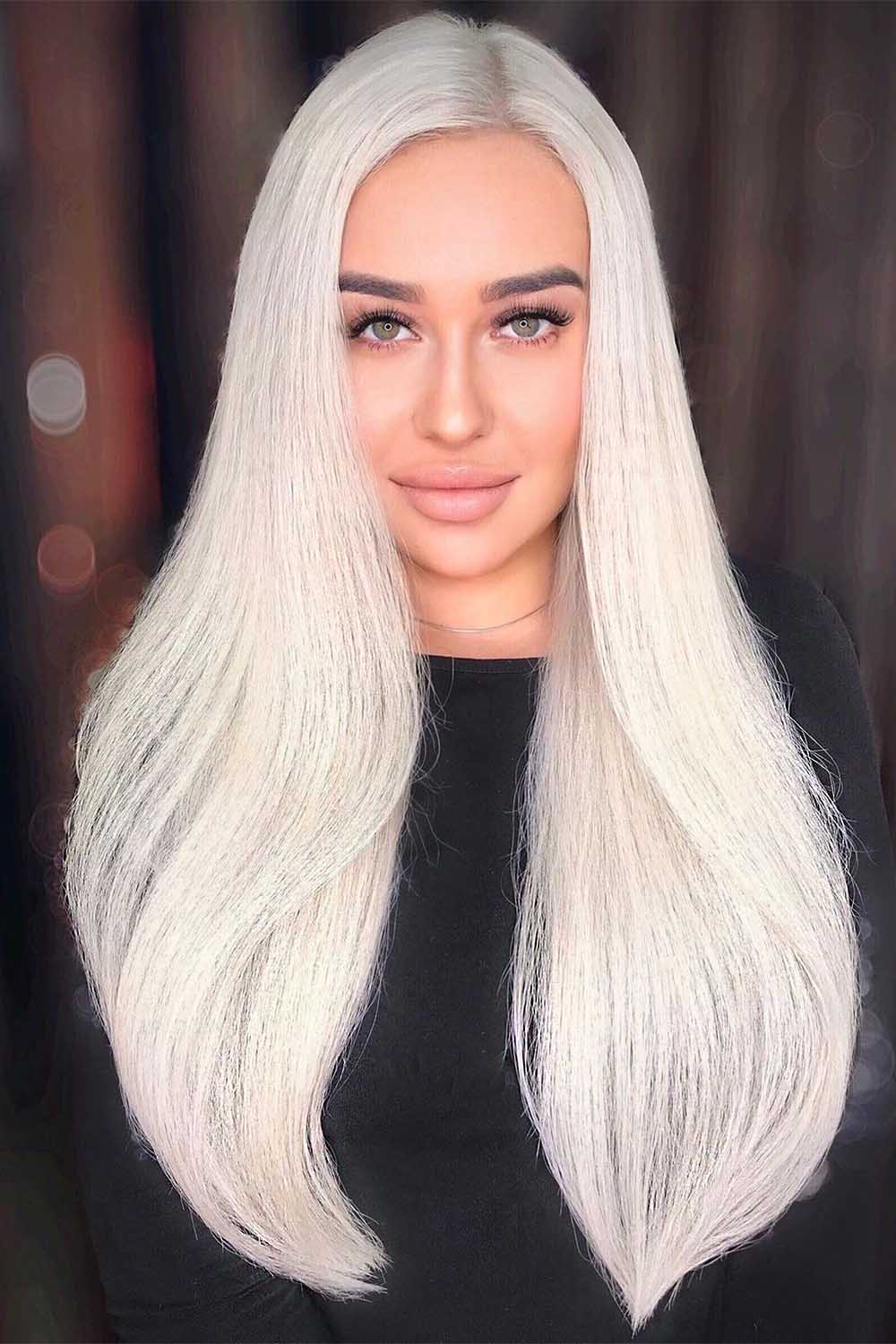 Cool Sleek Ice Blonde Hair