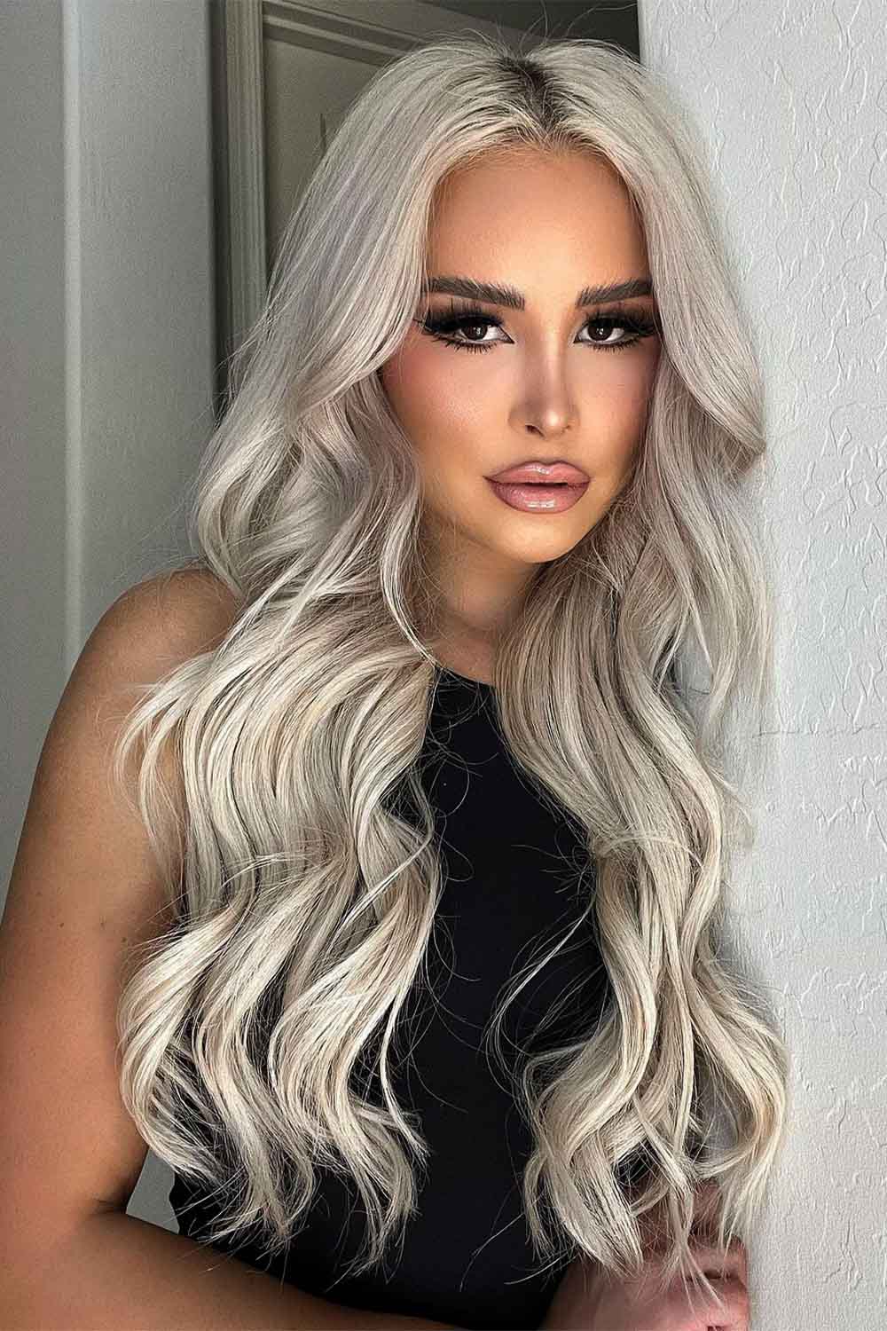 Flattering Metallic White Hair