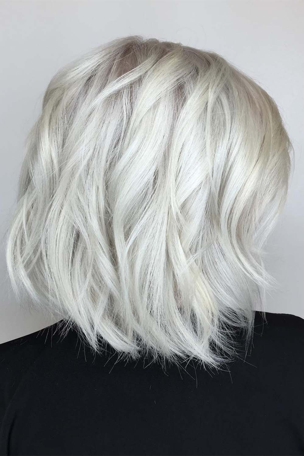 White Blonde Wavy Bob