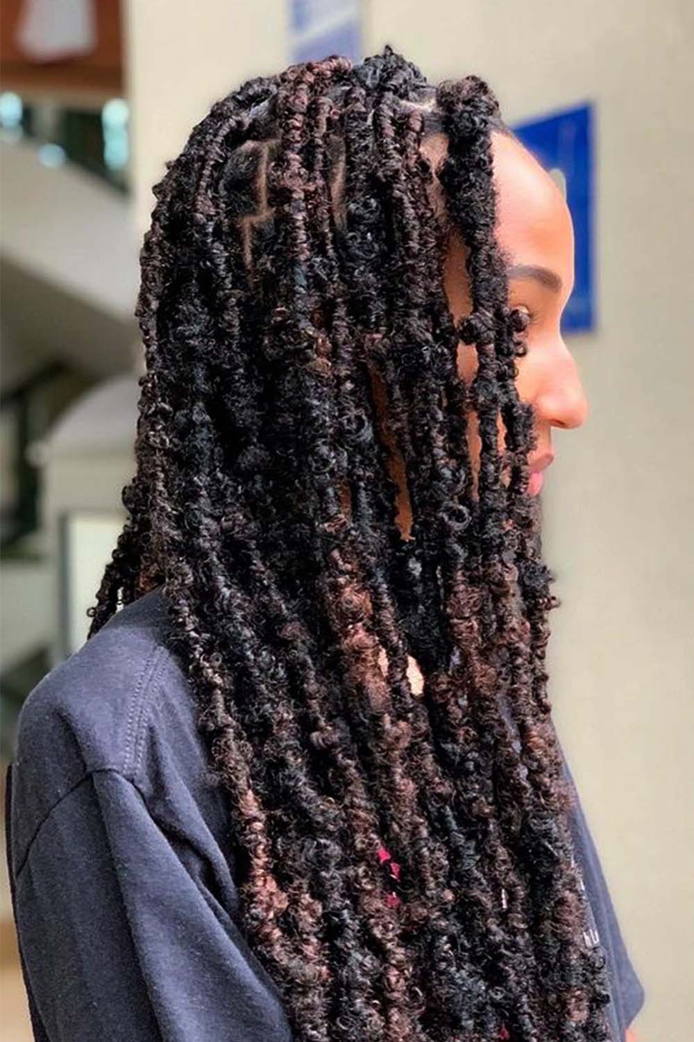 Butterfly Locs with Caramel Highlights