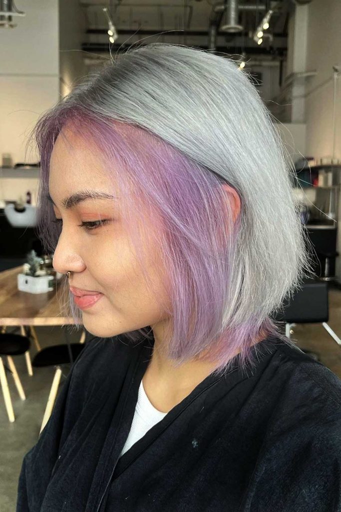 Delicate Lavender Color Blocking Hair