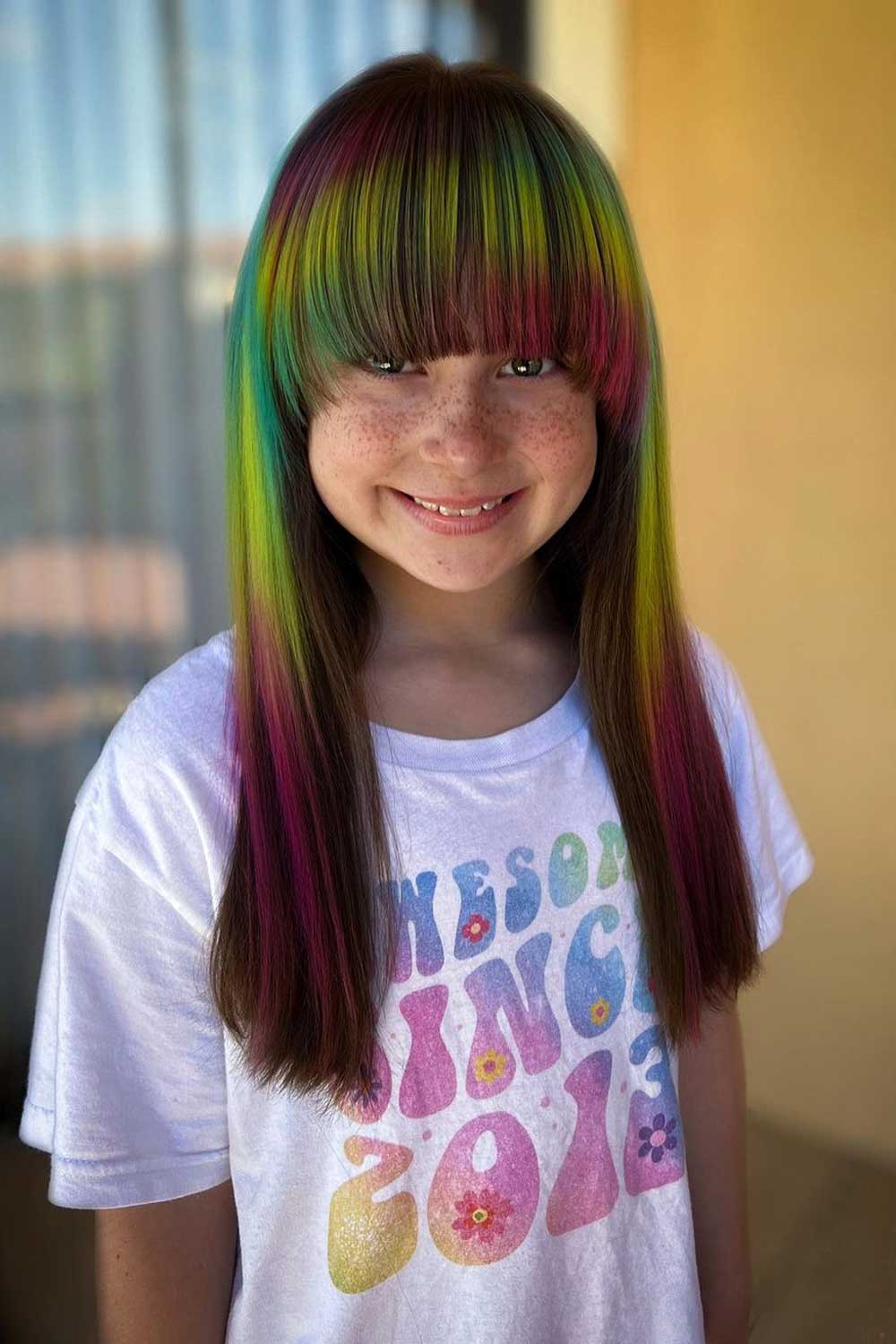 Front Rainbow Styled Hair Blocking