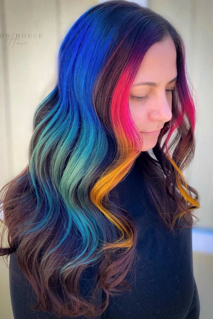 Ocean Blue Color Blocking Hair