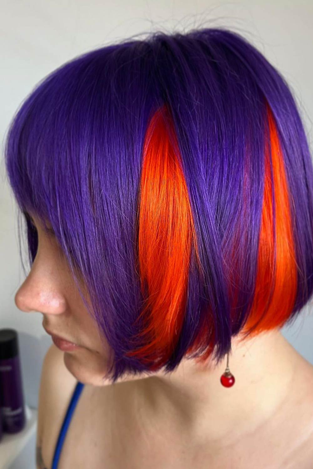 Purple and Orange Color Blocking Peekaboo Hair