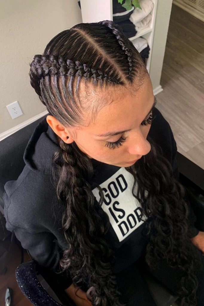 Center Parted Braided Hairstyle
