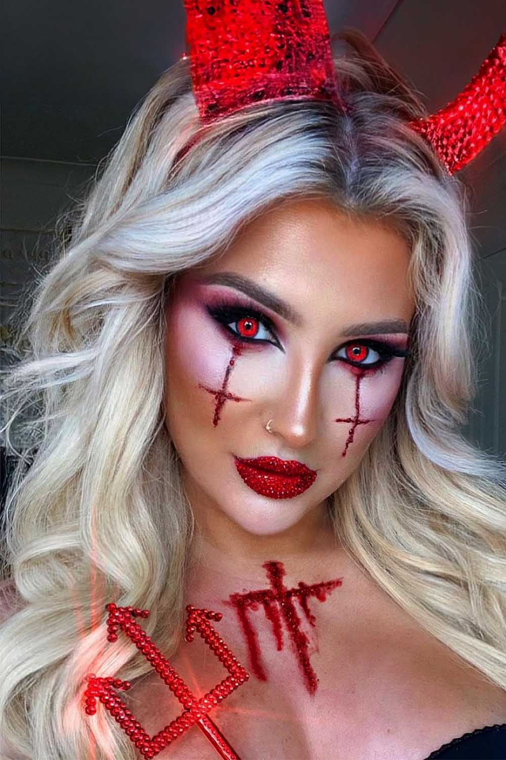 Blonde Devil Halloween Hairstyle