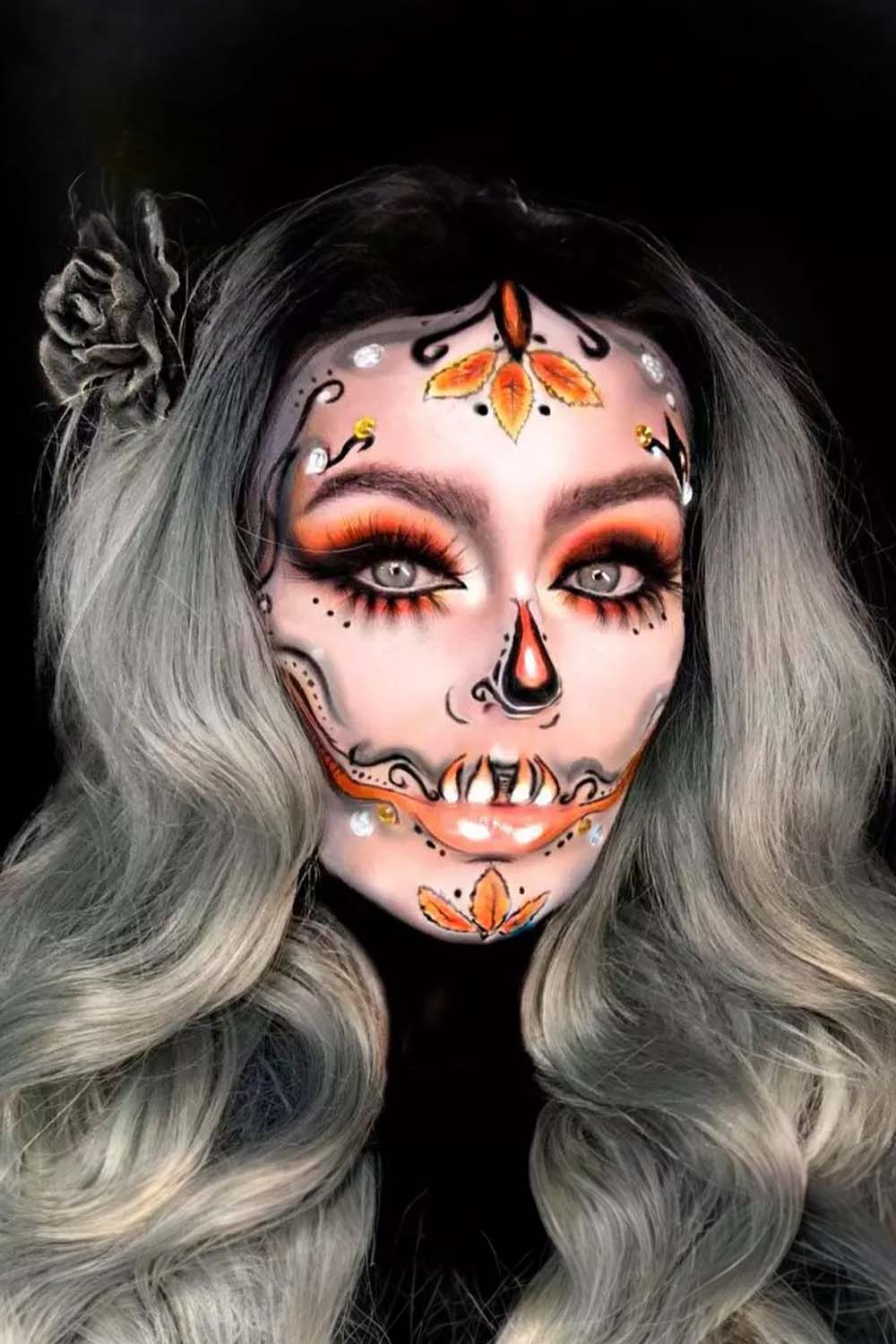 Halloween Skull Look With Bold Hair