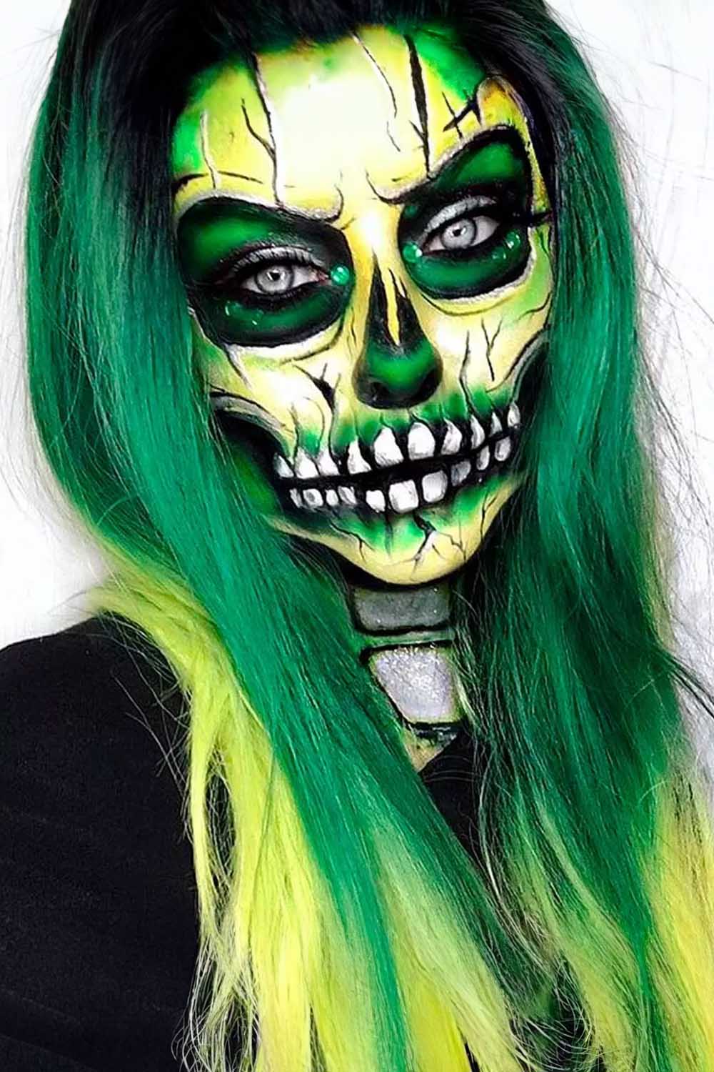 Halloween Skull Look With Bold Hair