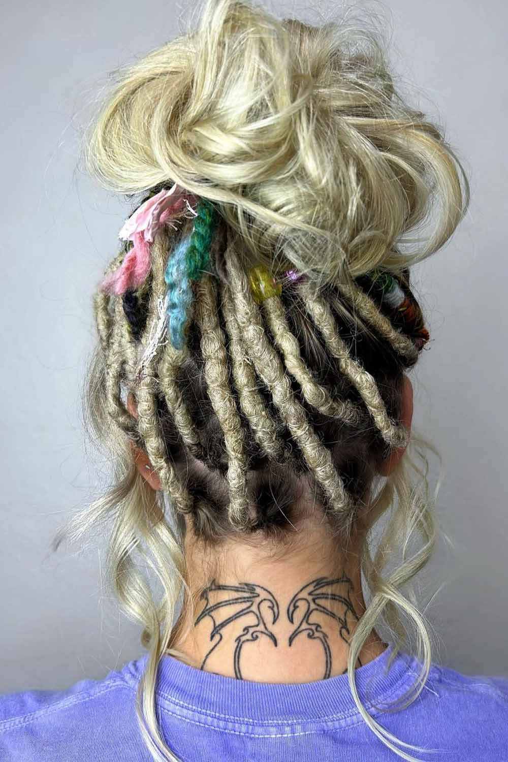 Blonde Dreads with Color Hues