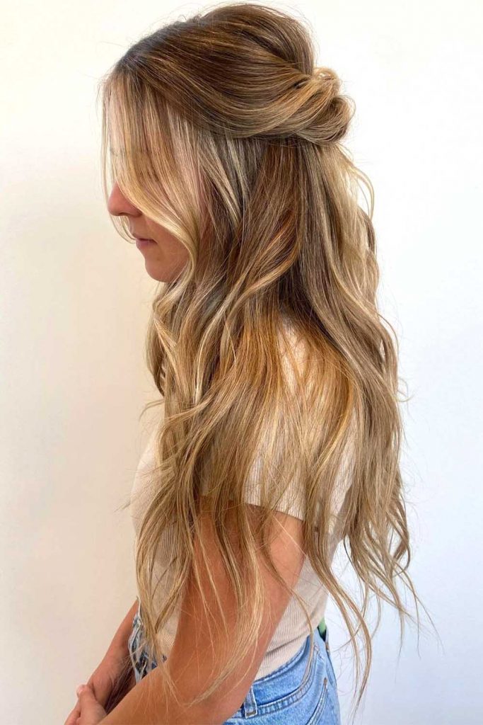 Long Hairstyle With Caramel Highlights