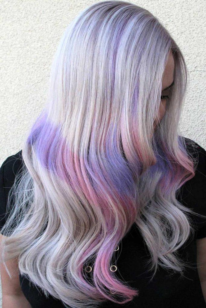 Pink and Lavender Color Blocking Hair
