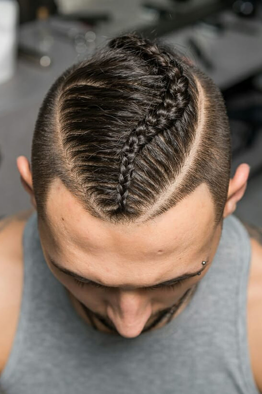 Men's Undercut Hairstyle with Long Braid