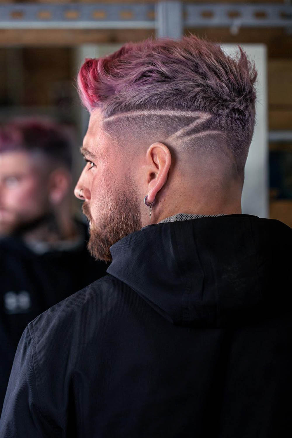 Grey and Pink Undercut With Disconnected Hairline
