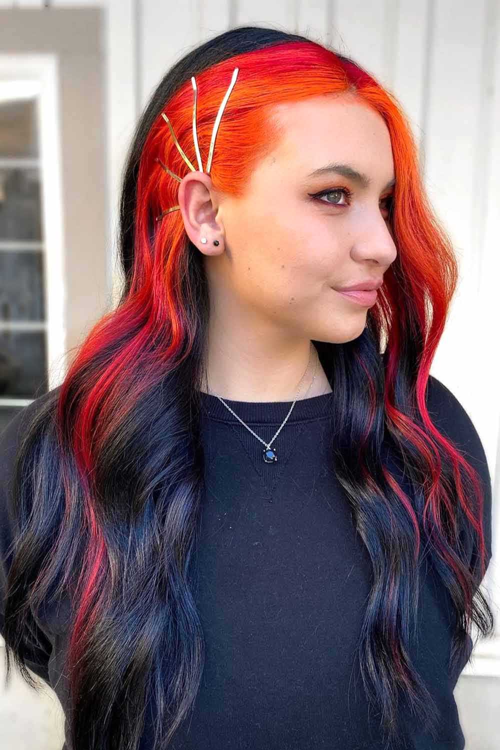 Orange Ombre Hair With Bobby Pin