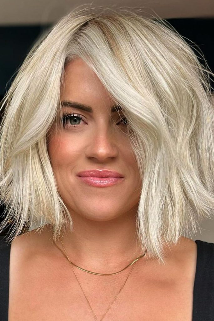 Classic But Edgy Voluminous Platinum Bob