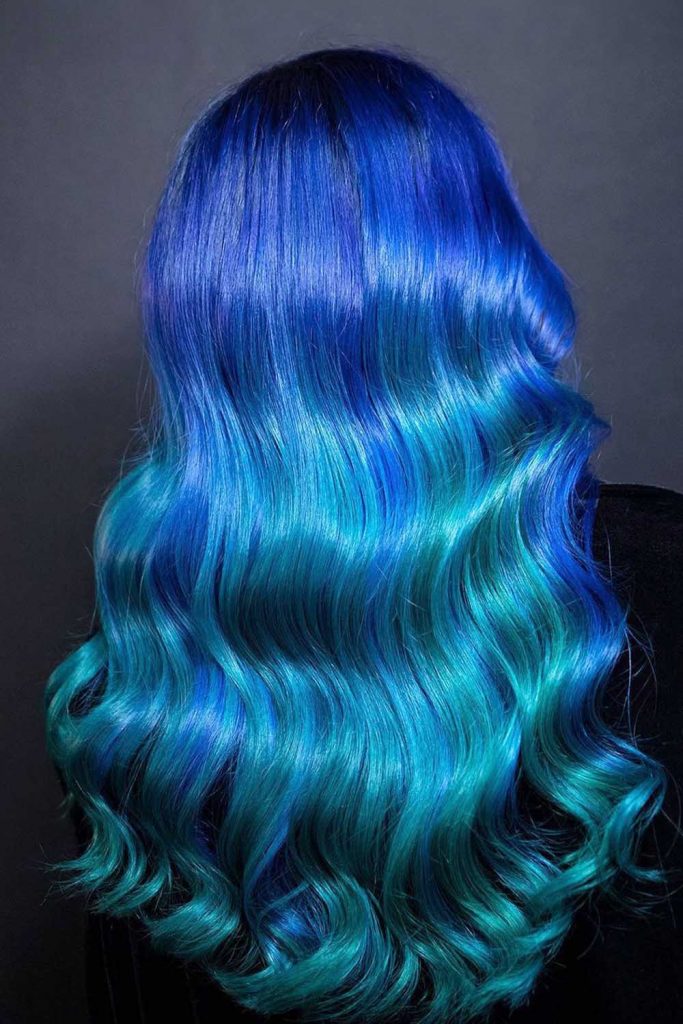 Bright Blue Hair with Aqua Highlights