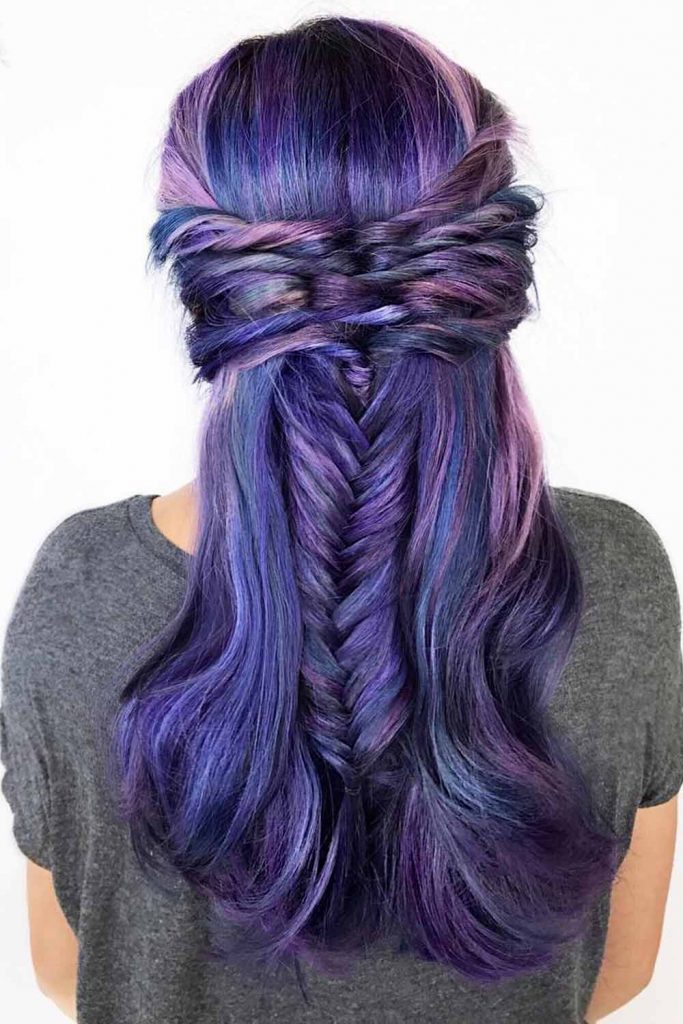 Fishtail Braid For Your Purple Hair