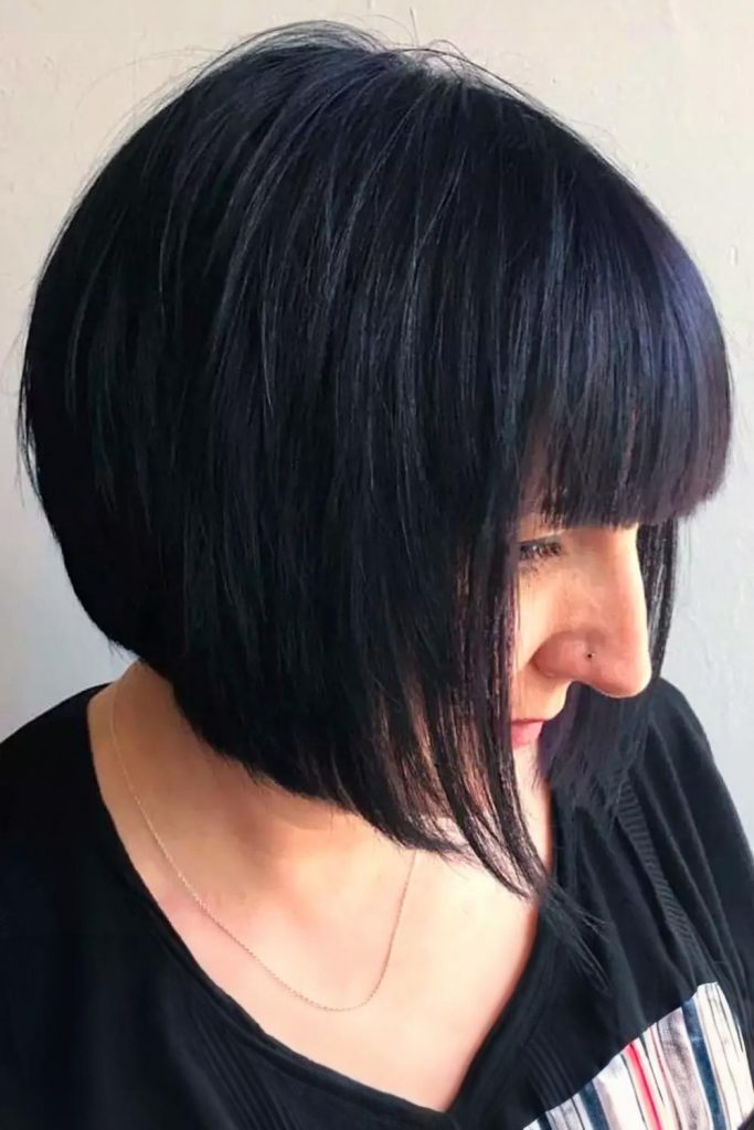 Brunette Bob Hair Cuts with Bangs