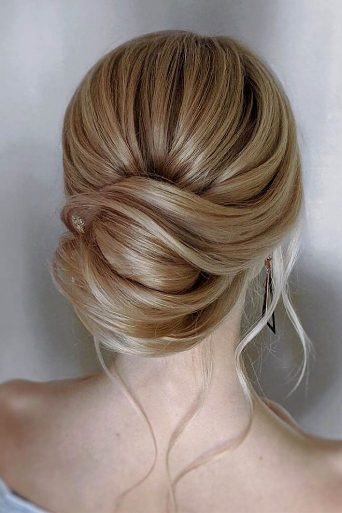 Dark Blonde Wavy Low Bun