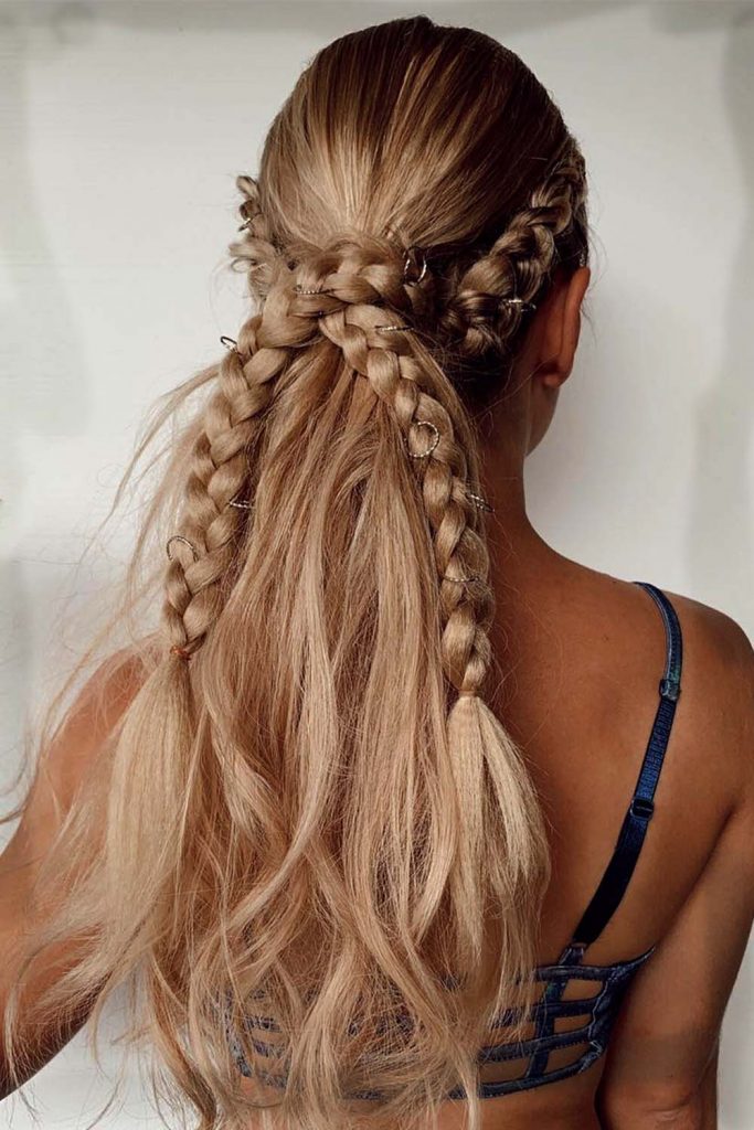 Messy Blonde Pierced Braids