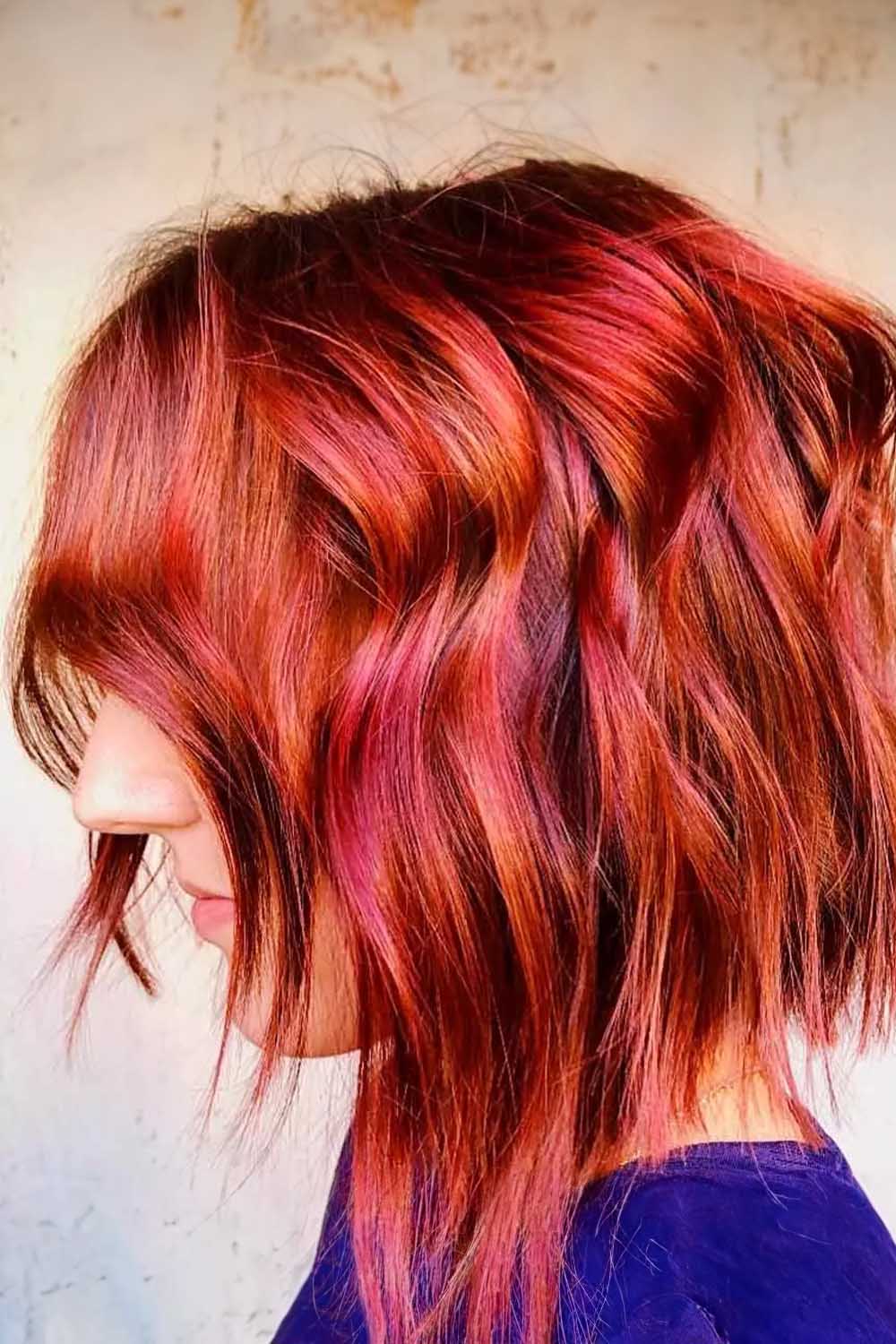 Wavy Red Bob