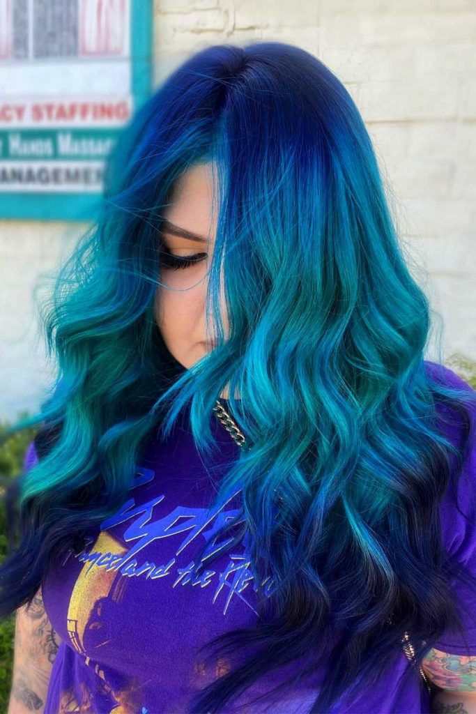 Turquoise and Raven Ombre