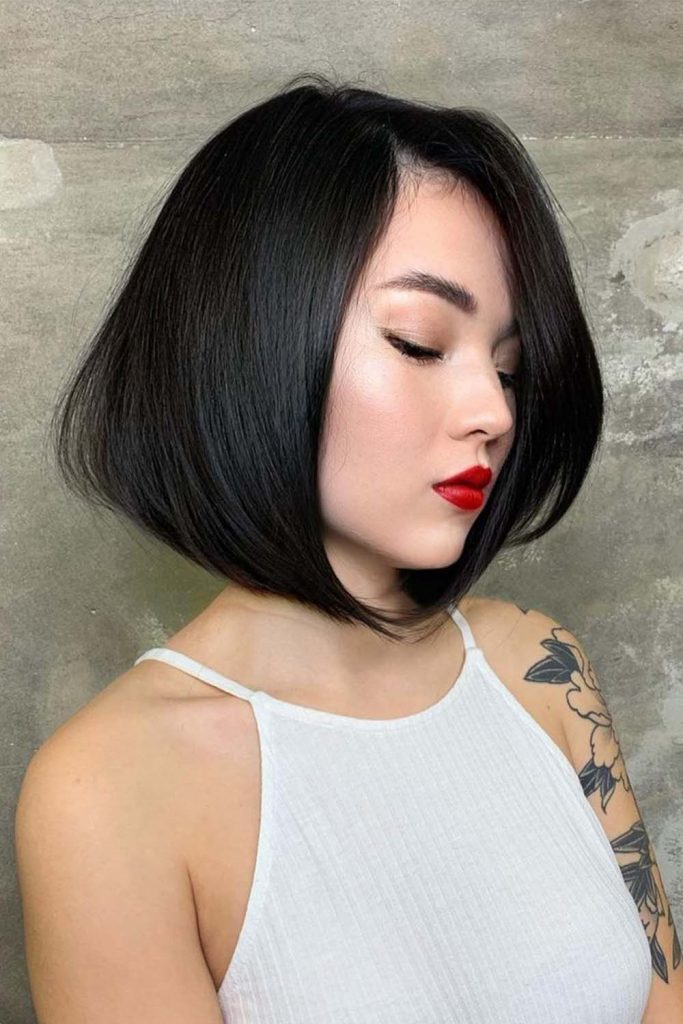 Long A-Line Haircut With Side Bangs