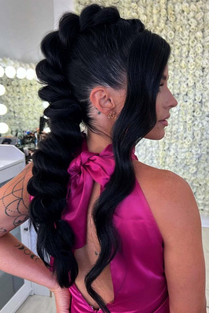 Braided Mohawk Hairstyle With Weave