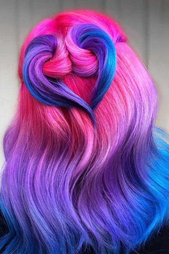 Half Up Purple Blue Hair 