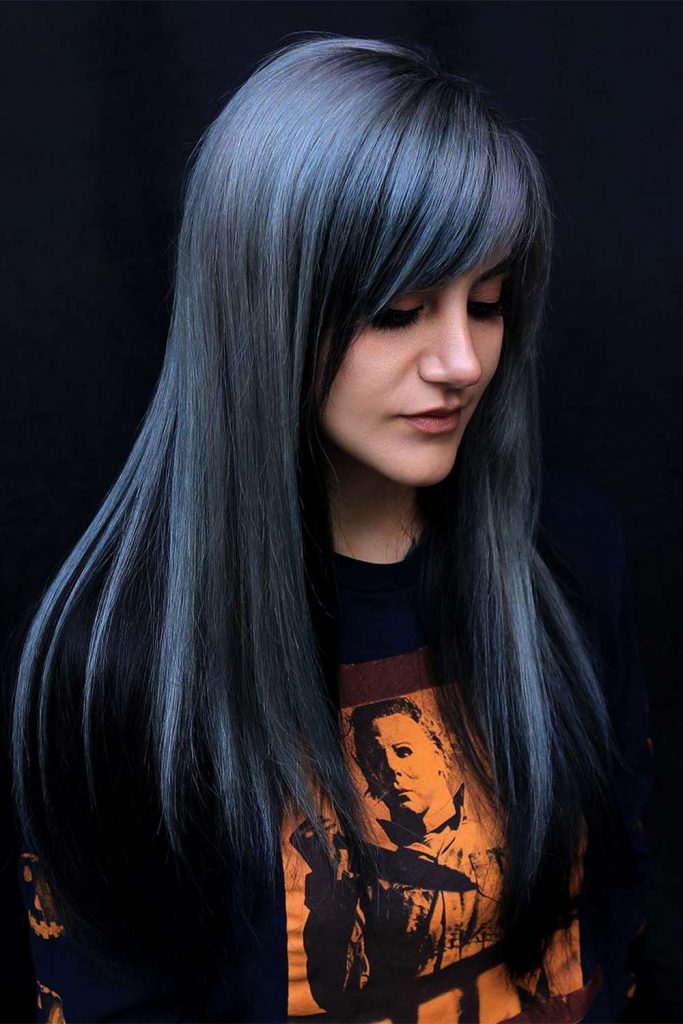 Black and Grey Ombre Hair with Bangs