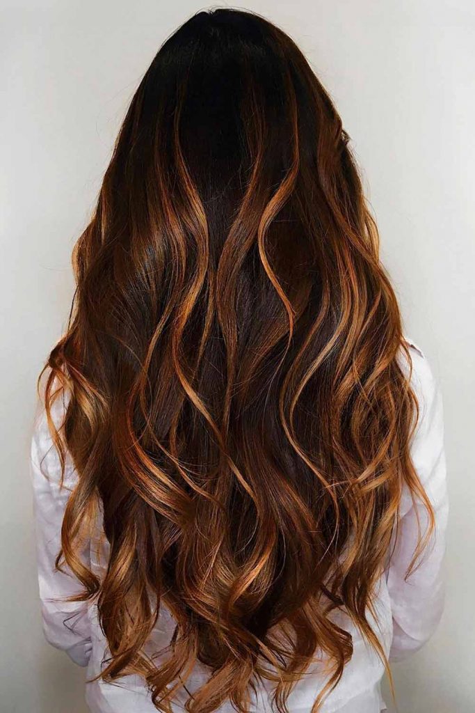 Dark Curls with Copper Glimpses #chocolatebrownhair #chocolatebrown #brownhair