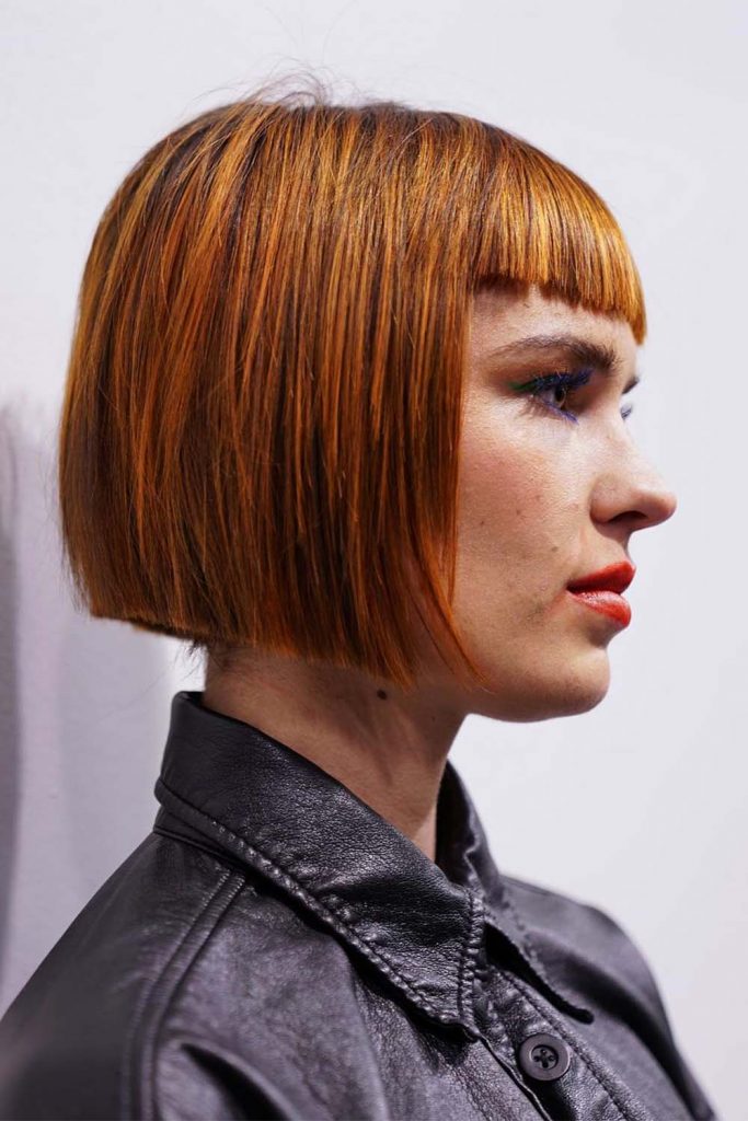 Pageboy Haircut with Orange Highlights