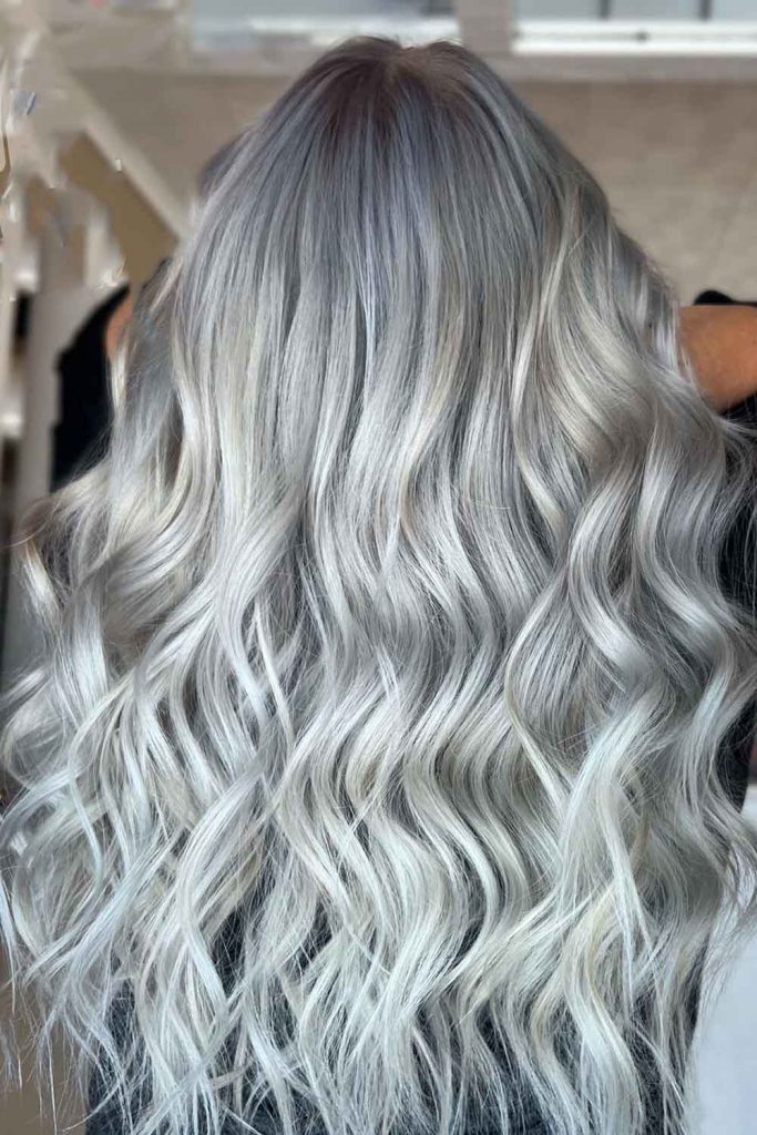 Silver Ombre for Long Wavy Hair