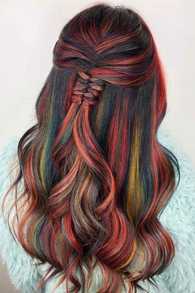 Halfup Style with Fishtail Braid and Infinity Braid #christmashairstylesforlonghair #christmashalfhairstyles #christmaslonghair
