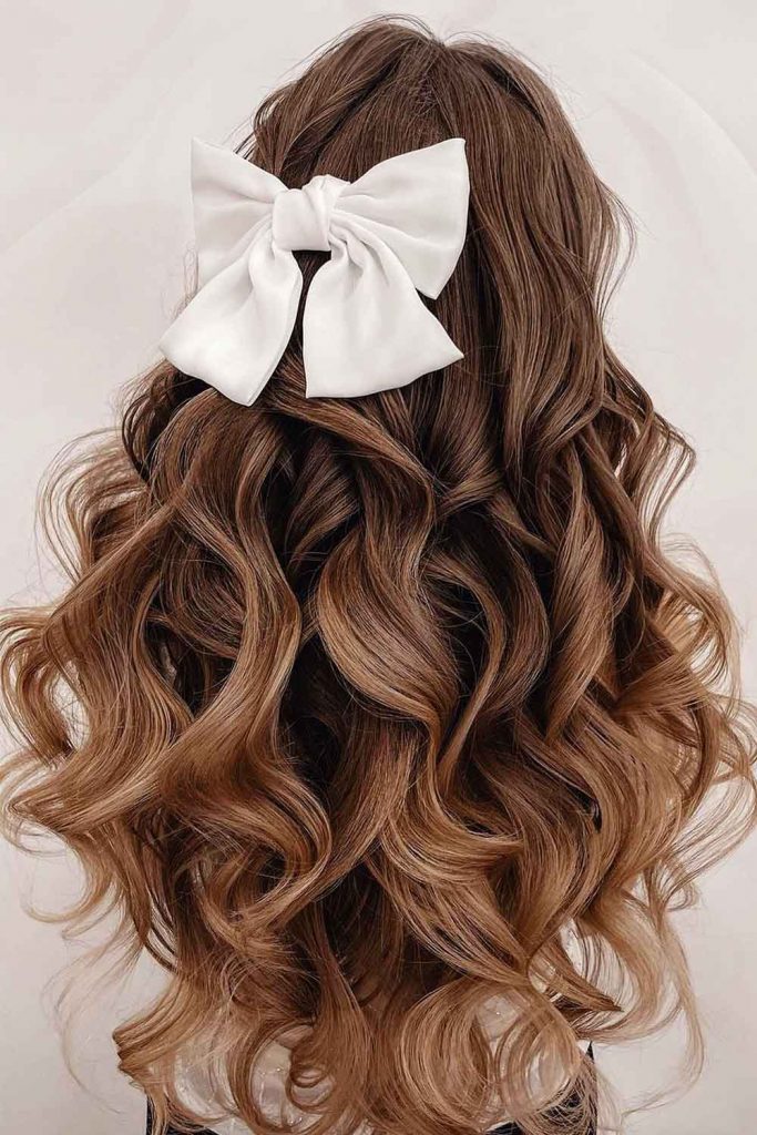 Half Up Long Wavy Hair with Accessories