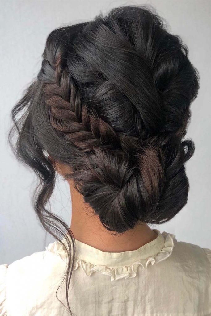 A Voluminous Updo With Braided Elements