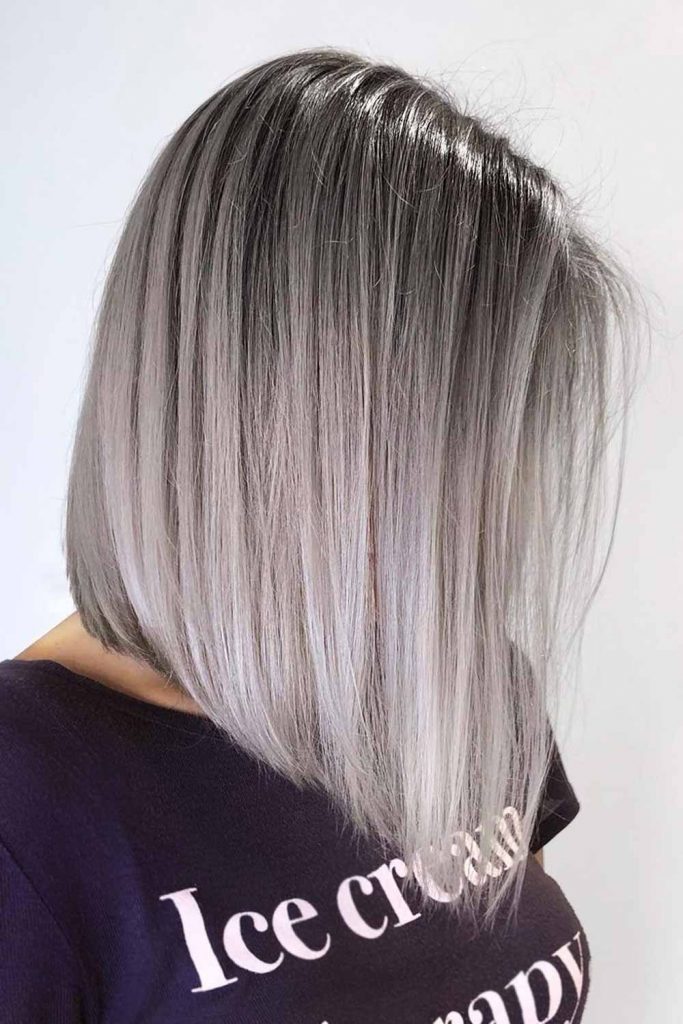 Grey Hair with Ice-Blonde Ombre #shortgreyhair #shorthairstyles #greyhairstyles