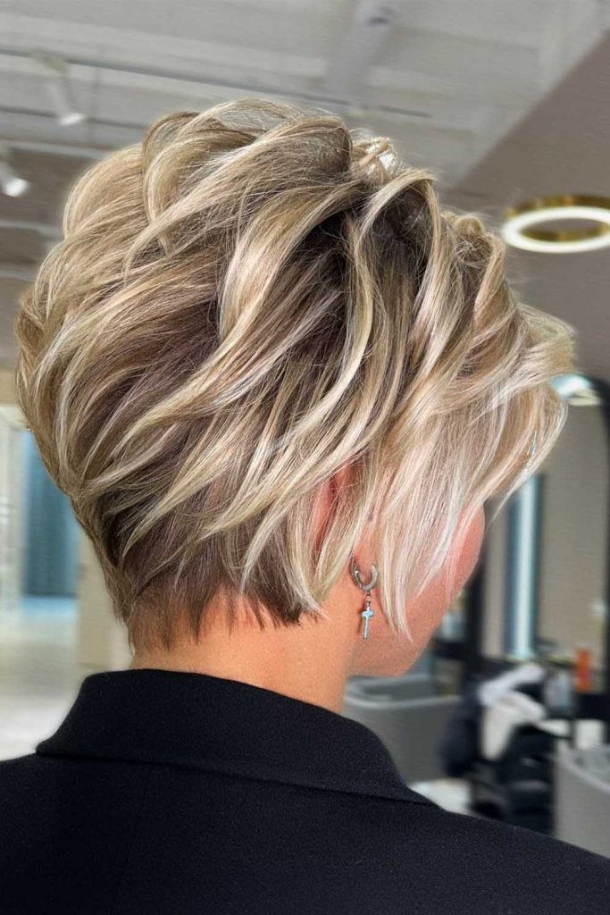Dirty Blonde Balayage on a Pixie