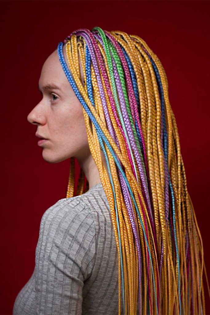 Yellow Rainbow Braids for Spring Look