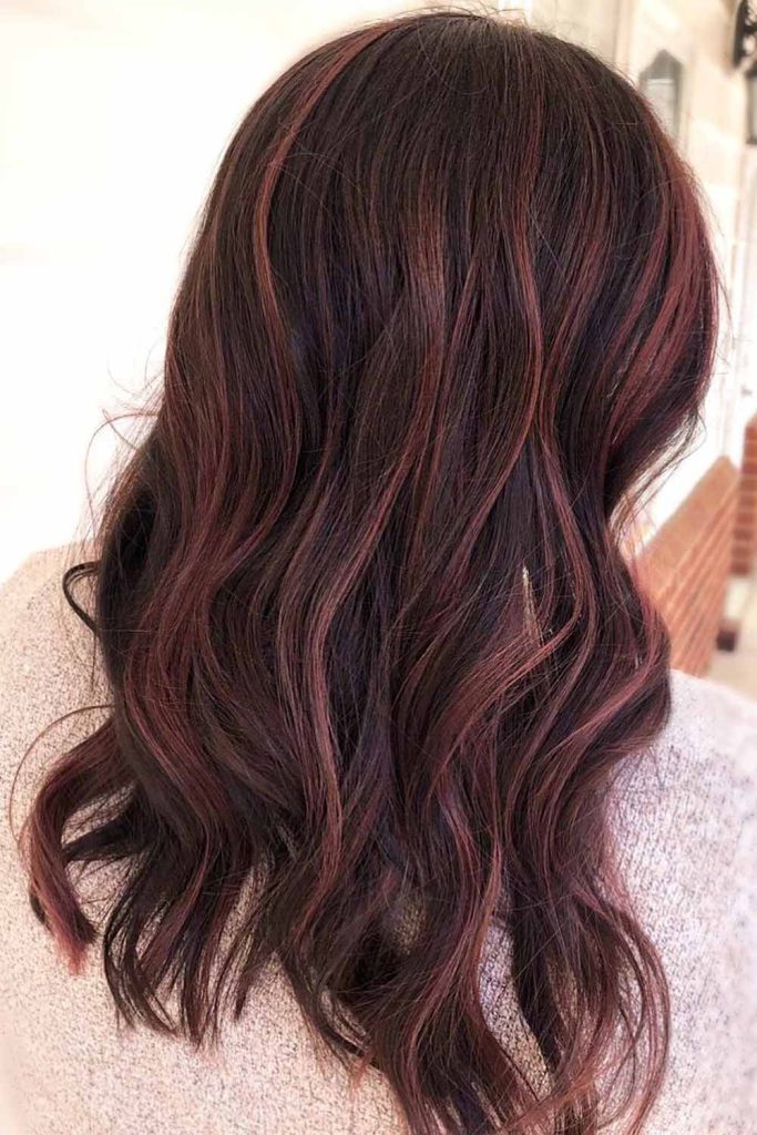 Brown Hair with Rose Gold Highlights #brownhighlights #brownhair #highlights