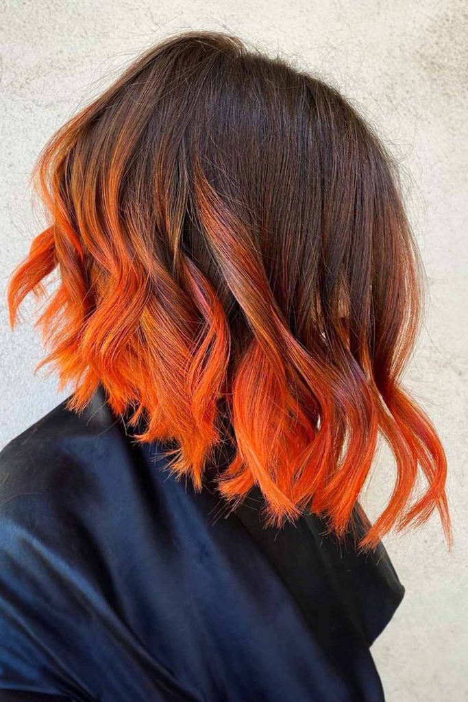 Orange Ombre on Brown Hair #brownhighlights #brownhair #highlights