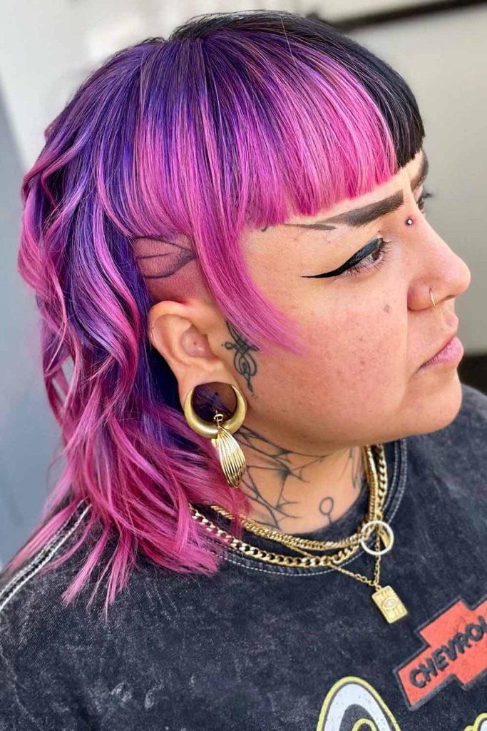 Two-Tone Mullet for Chubby Face #chubbyfacehaircuts #chubbyface