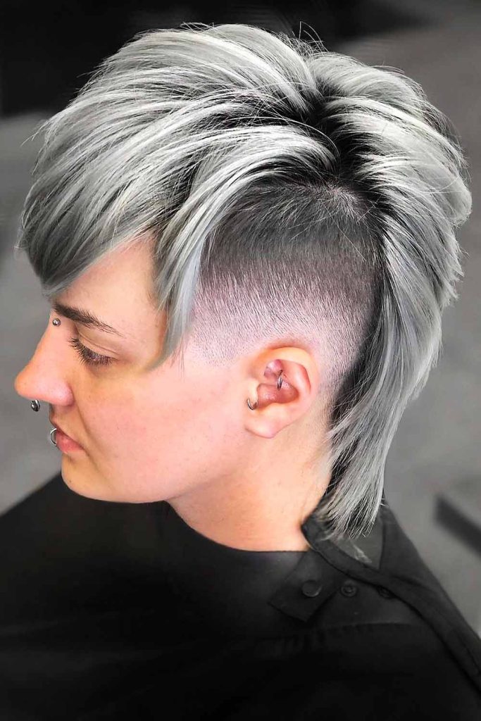 Mullet with High Fade #grayhairstyles #grayhair