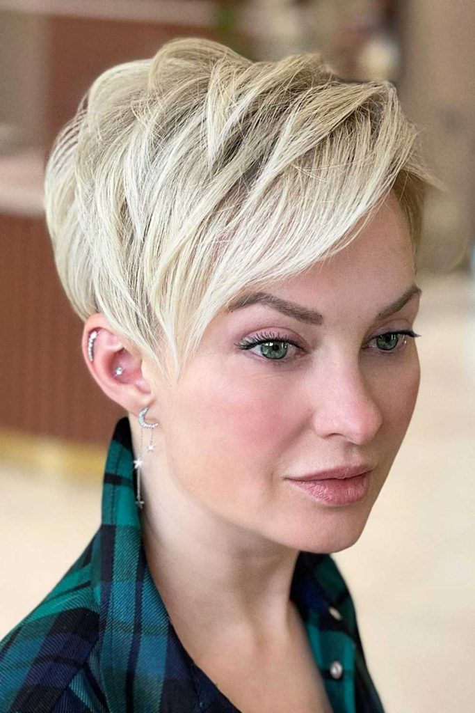 Pixie With Blonde Bang Hairstyles For Women Over 40