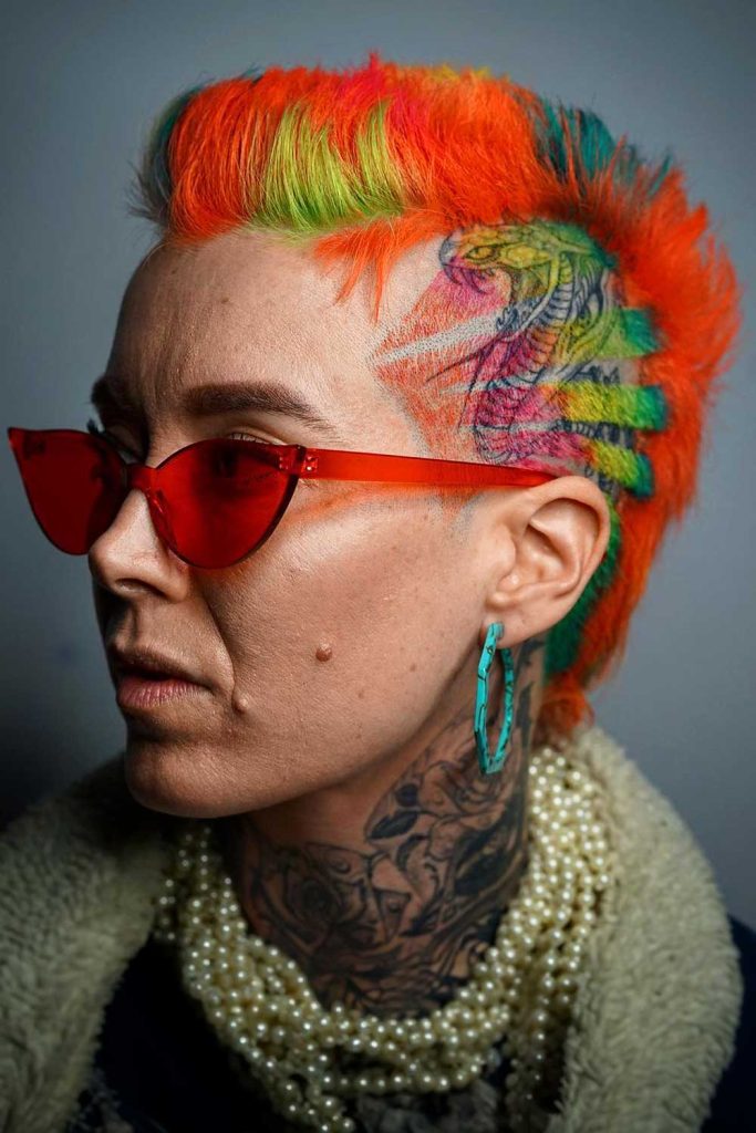 Colored Mohawk Haircut for Women Over 40 
