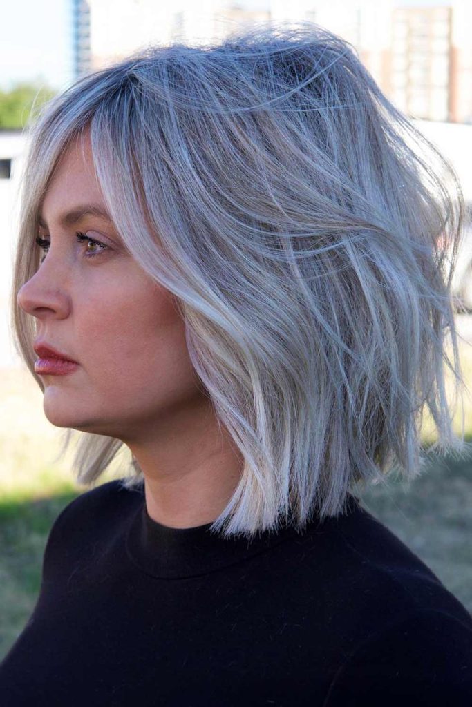 Textured Platinum Bob Hairstyles For Women Over 40 