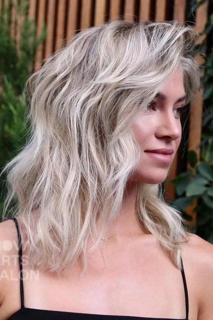 Icy Blonde Long Hair With Side Bangs 